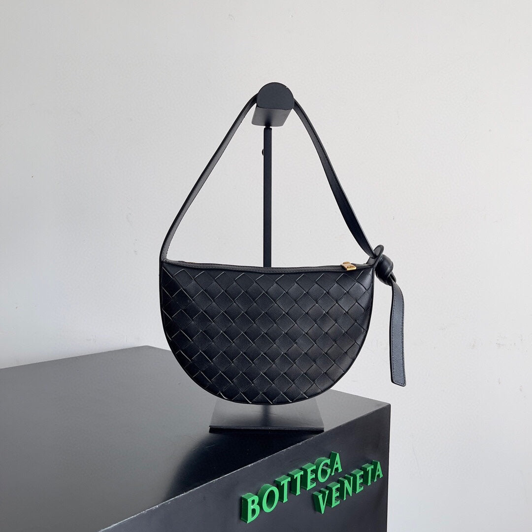 Luxury Bottega Veneta BV Mini Sunrise 23cm Black Calfskin Ghw