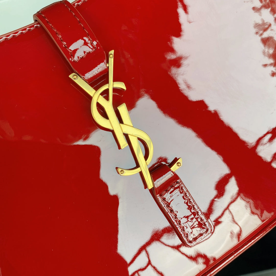 Luxury Saint Laurent LE 5 À 7 BAG 24 IN RED GLOSSY CALFSKIN GOLD HARDWARE