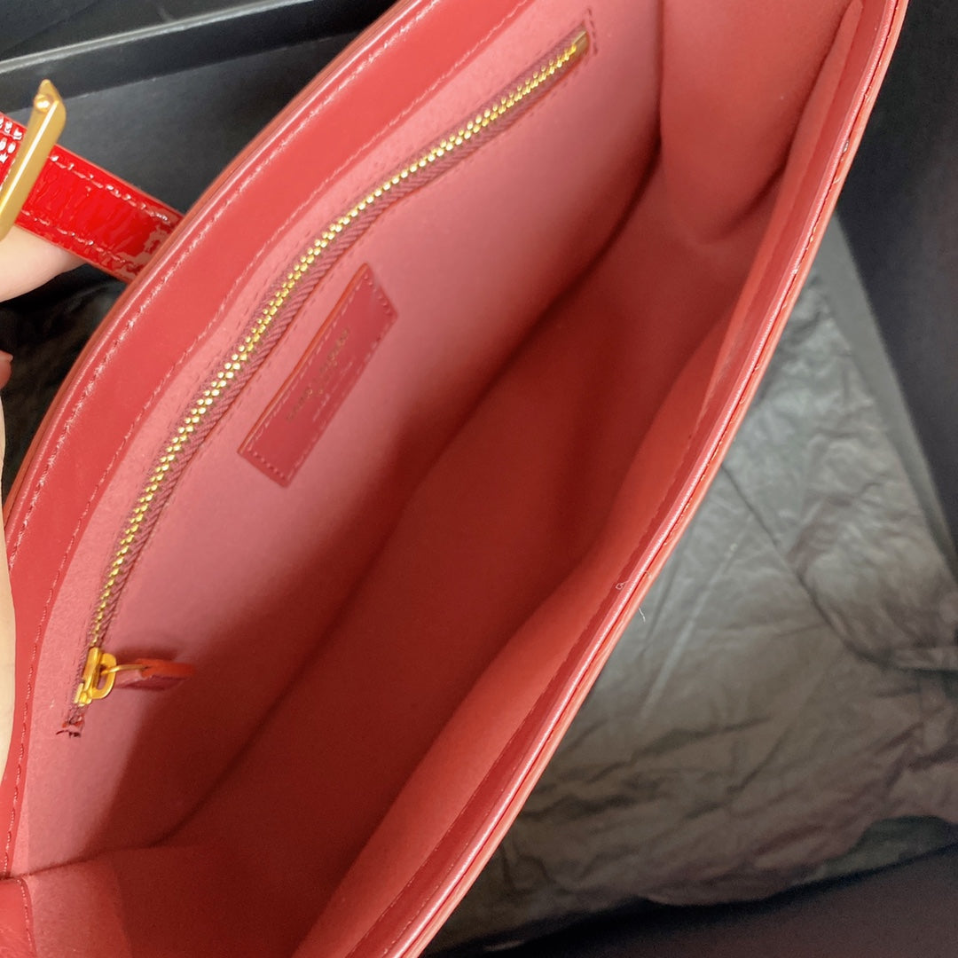 Luxury Saint Laurent LE 5 À 7 BAG 24 IN RED GLOSSY CALFSKIN GOLD HARDWARE