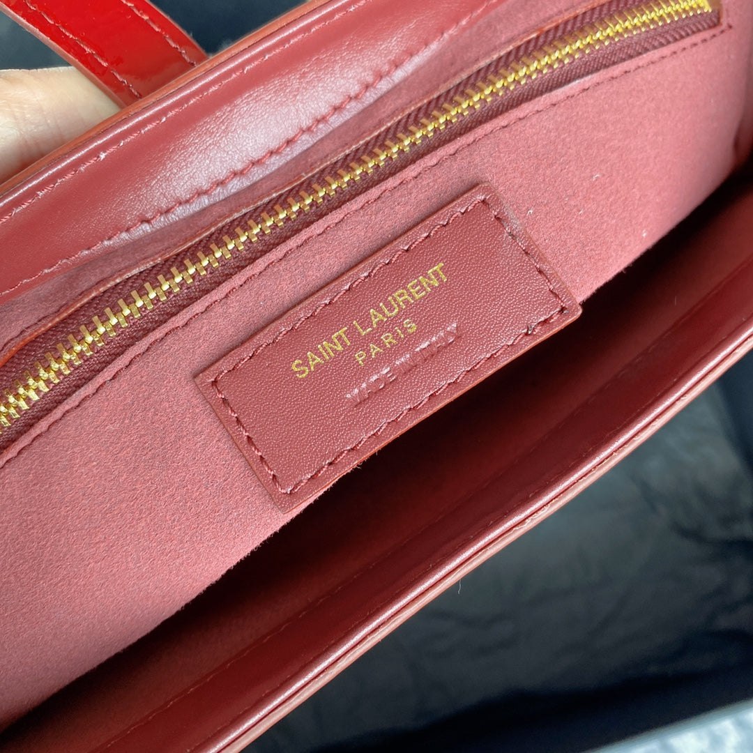 Luxury Saint Laurent LE 5 À 7 BAG 24 IN RED GLOSSY CALFSKIN GOLD HARDWARE