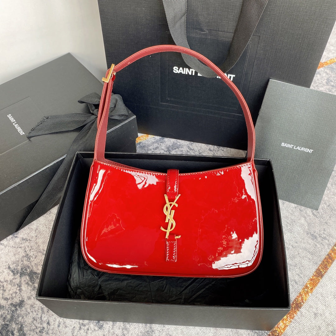 Luxury Saint Laurent LE 5 À 7 BAG 24 IN RED GLOSSY CALFSKIN GOLD HARDWARE