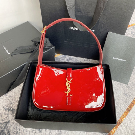 Luxury Saint Laurent LE 5 À 7 BAG 24 IN RED GLOSSY CALFSKIN GOLD HARDWARE