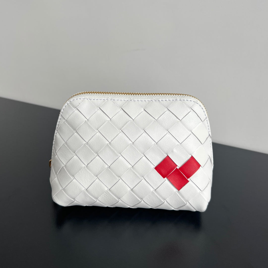 Luxury Bottega Veneta INTRECCIATO 16 BAG IN WHITE MIX RED LAMBSKIN