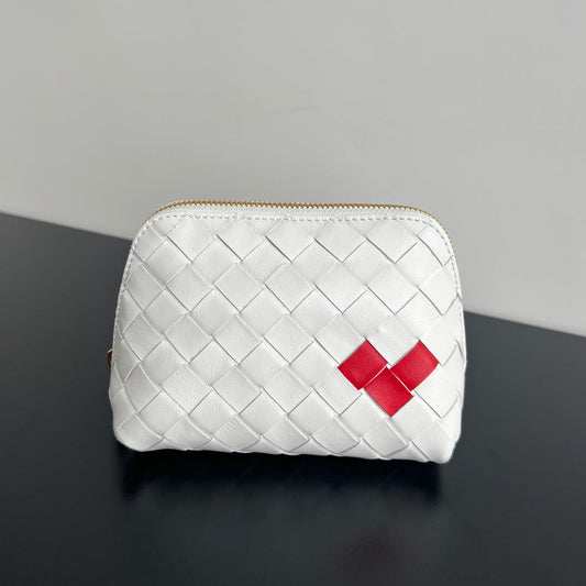 Luxury Bottega Veneta INTRECCIATO 16 BAG IN WHITE MIX RED LAMBSKIN