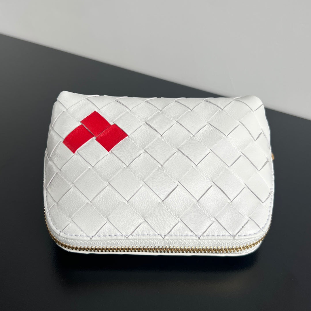 Luxury Bottega Veneta INTRECCIATO 16 BAG IN WHITE MIX RED LAMBSKIN