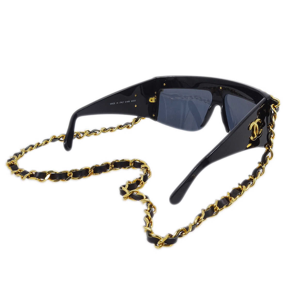 Luxury Chanel Chain Sunglasses Eyewear Black Small New