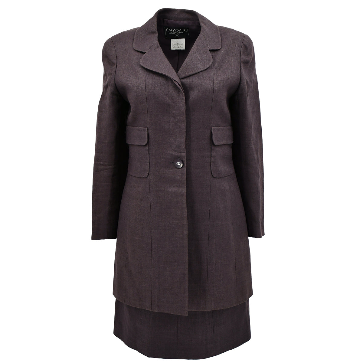 Luxury Chanel Spring 1998 Setup Suit Jacket Skirt Brown #38
