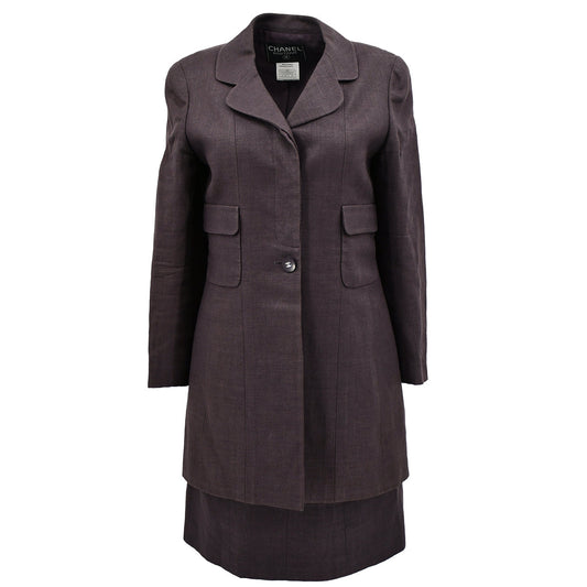 Luxury Chanel Spring 1998 Setup Suit Jacket Skirt Brown #38