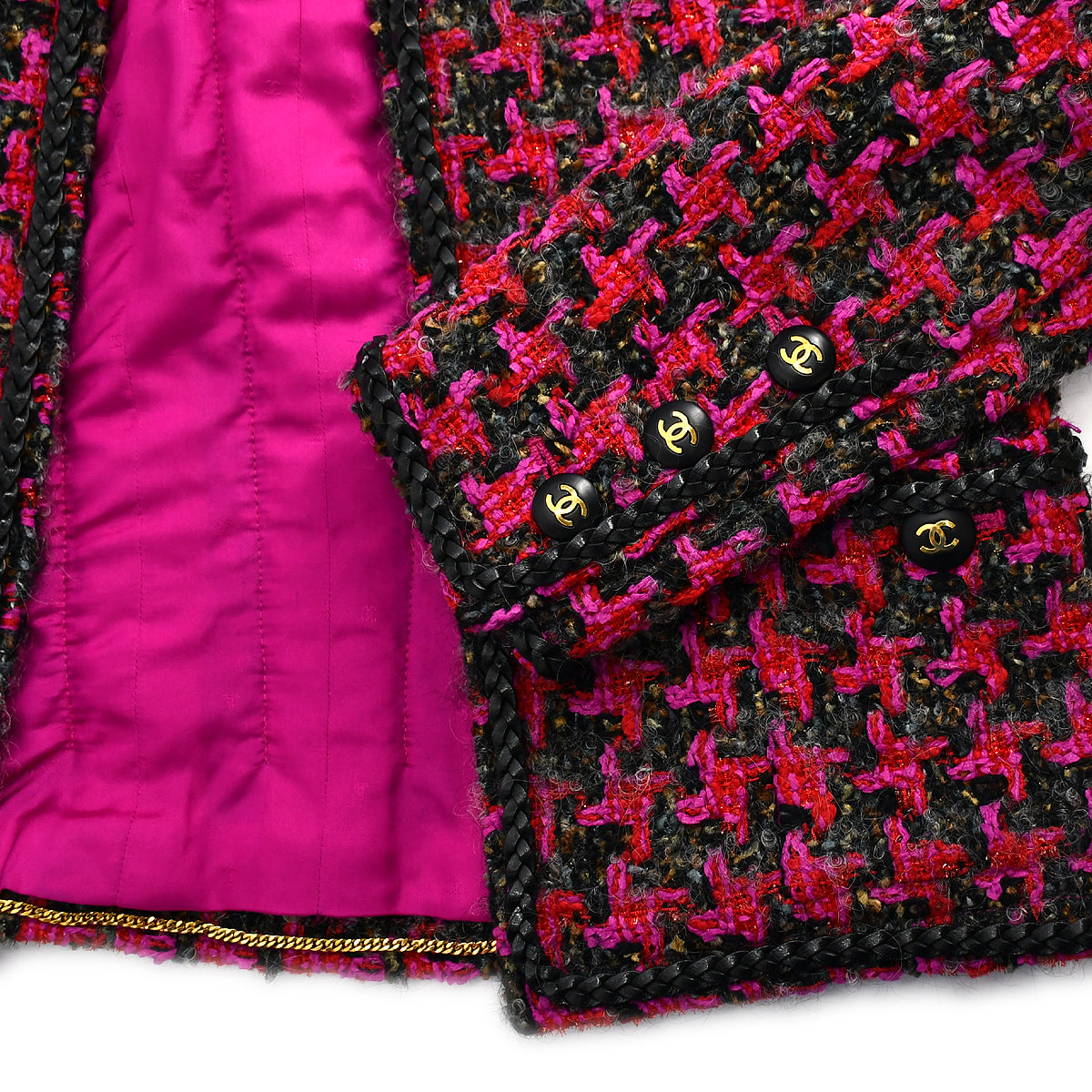 Luxury Chanel 1994 open-front jacket skirt suit #38
