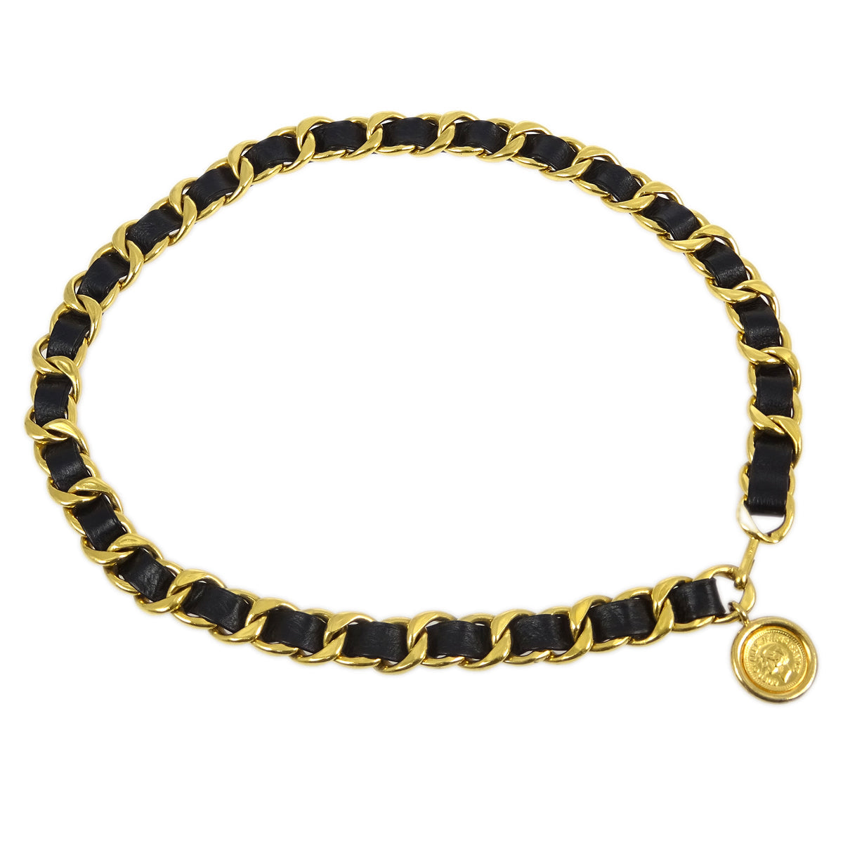 Luxury Chanel Medallion Chain Belt Black Small New