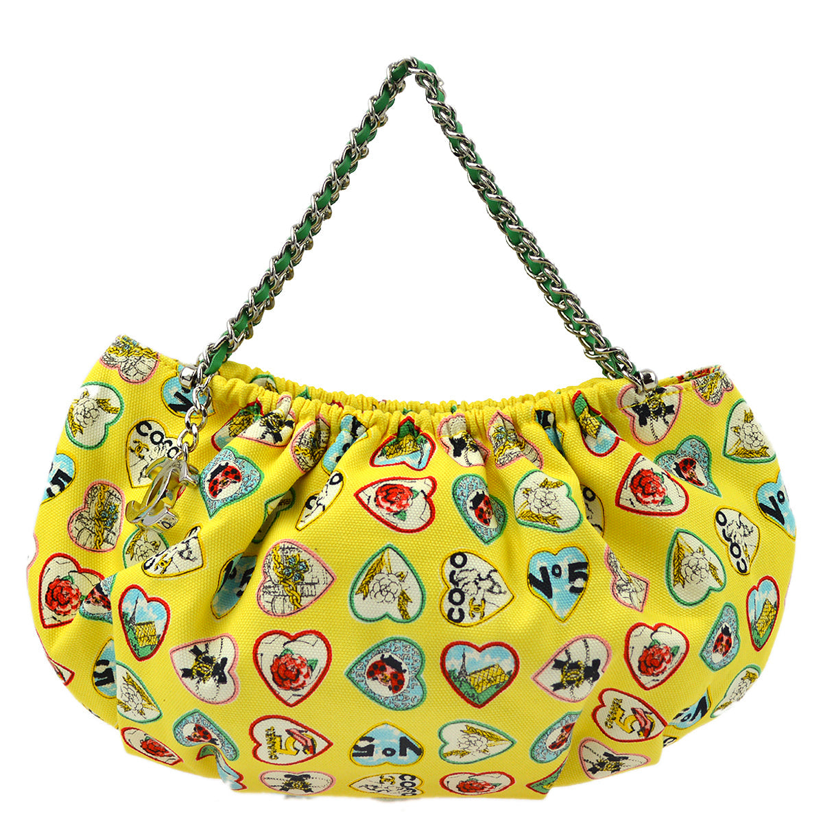 Luxury Chanel 2006 Yellow Canvas Valentine Chain Handbag