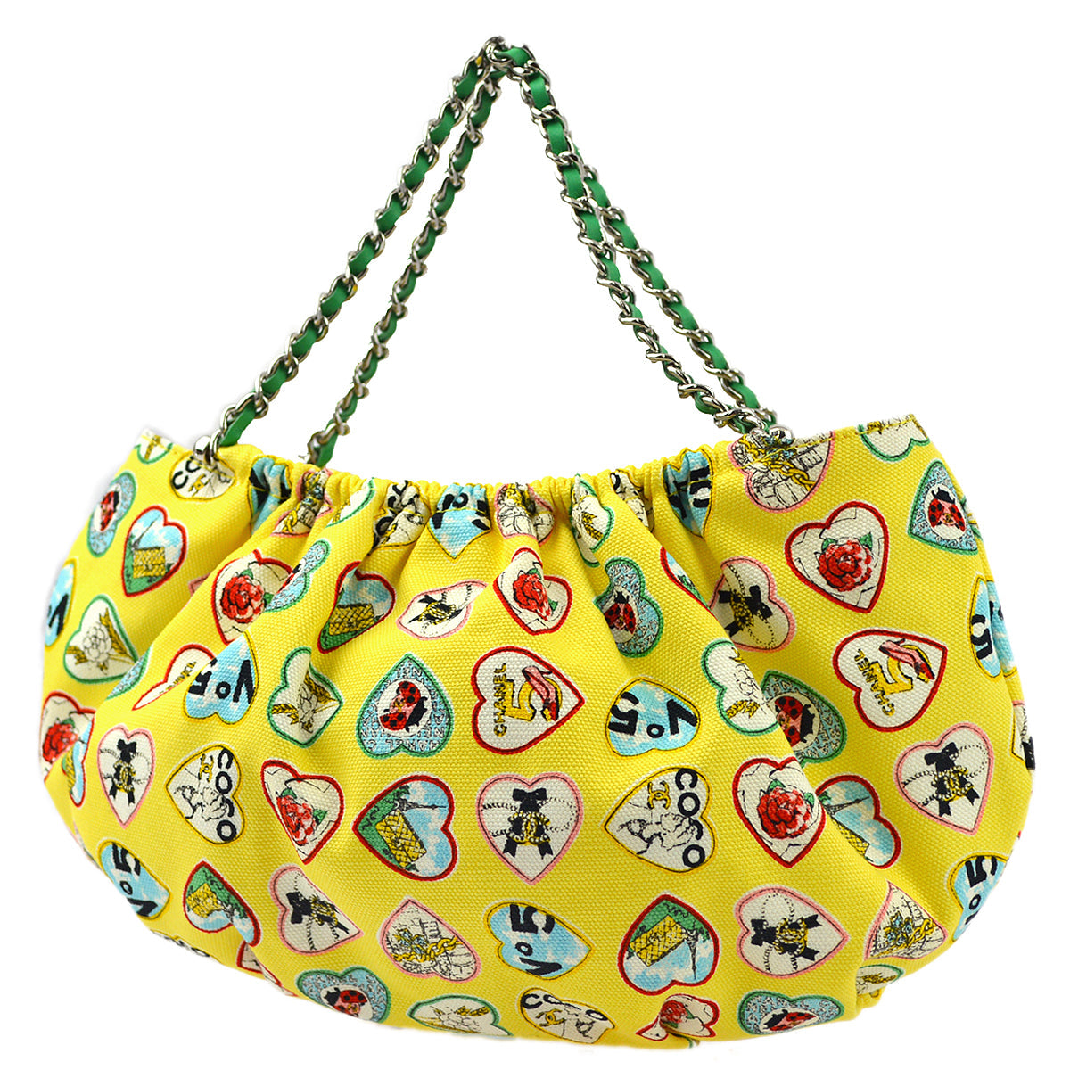Luxury Chanel 2006 Yellow Canvas Valentine Chain Handbag