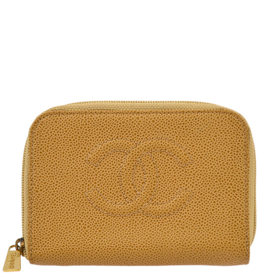 Luxury Chanel Beige Caviar Wallet Purse