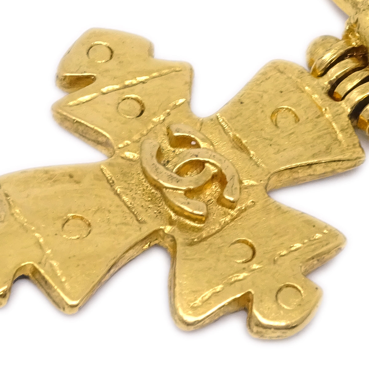 Luxury Chanel Cross Brooch Pin Gold 94P