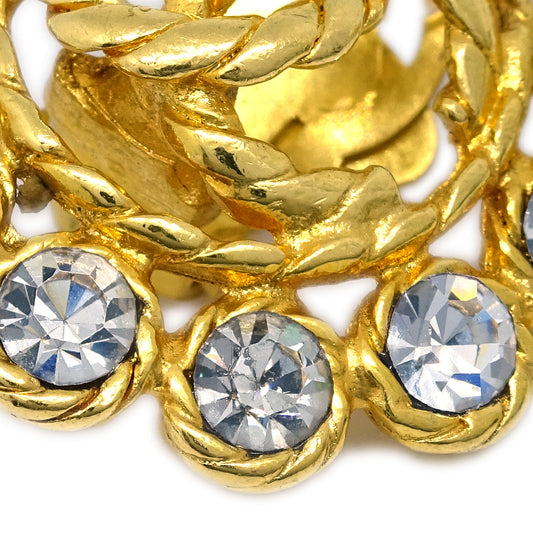 Luxury Chanel Gold Earrings Clip-On Rhinestone 29