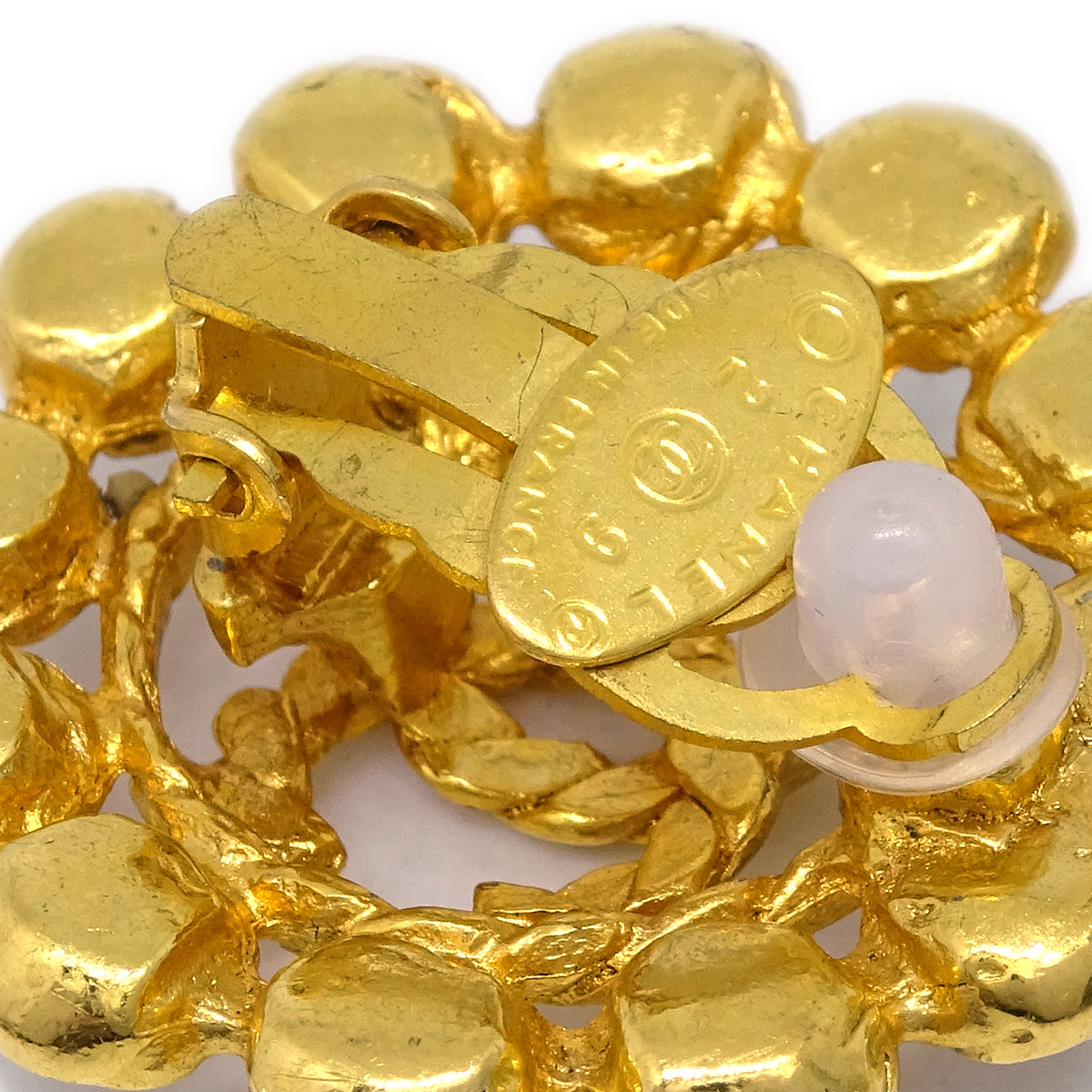 Luxury Chanel Gold Earrings Clip-On Rhinestone 29