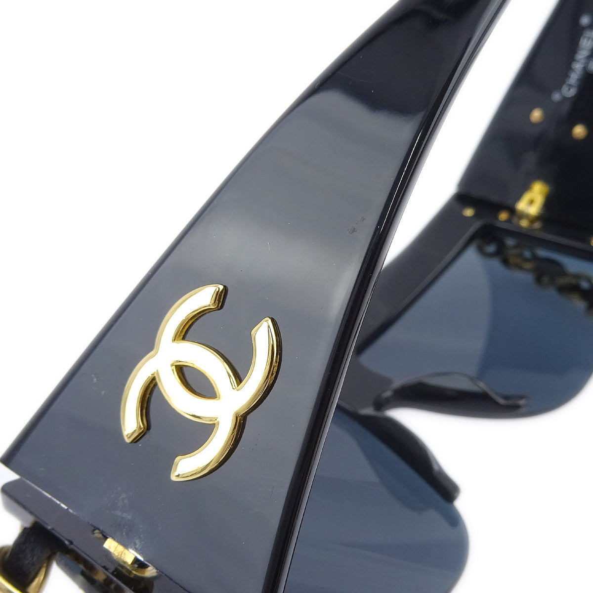 Luxury Chanel Chain Sunglasses Eyewear Black Small New