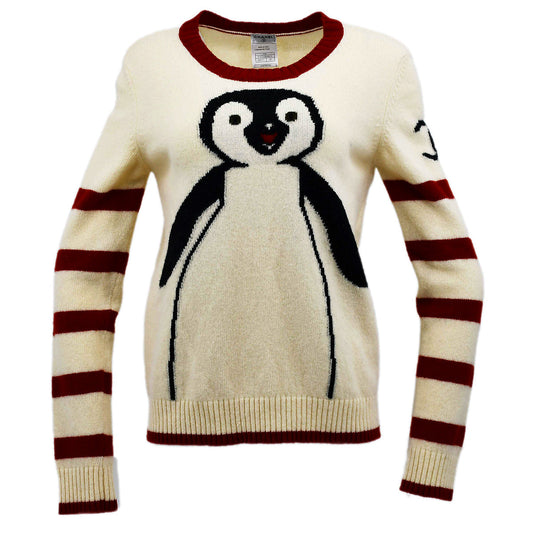 Luxury Chanel Penguin Sweater Ivory 07A #42