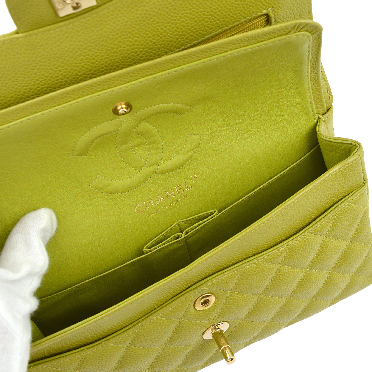 Luxury Chanel * 2003-2004 Green Caviar Small Classic Double Flap Bag