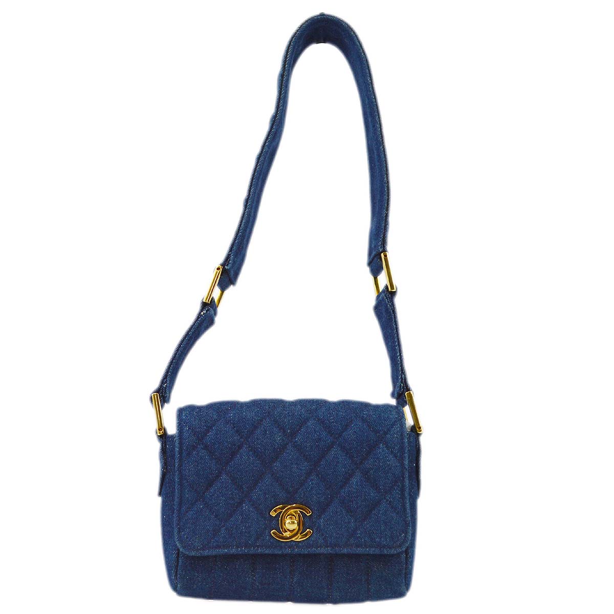 Luxury Chanel 1989-1991 Denim Straight Flap Shoulder Bag