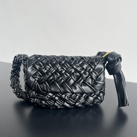Luxury Bottega Veneta KALIMERO CITTÀ 25 IN BLACK CALFSKIN