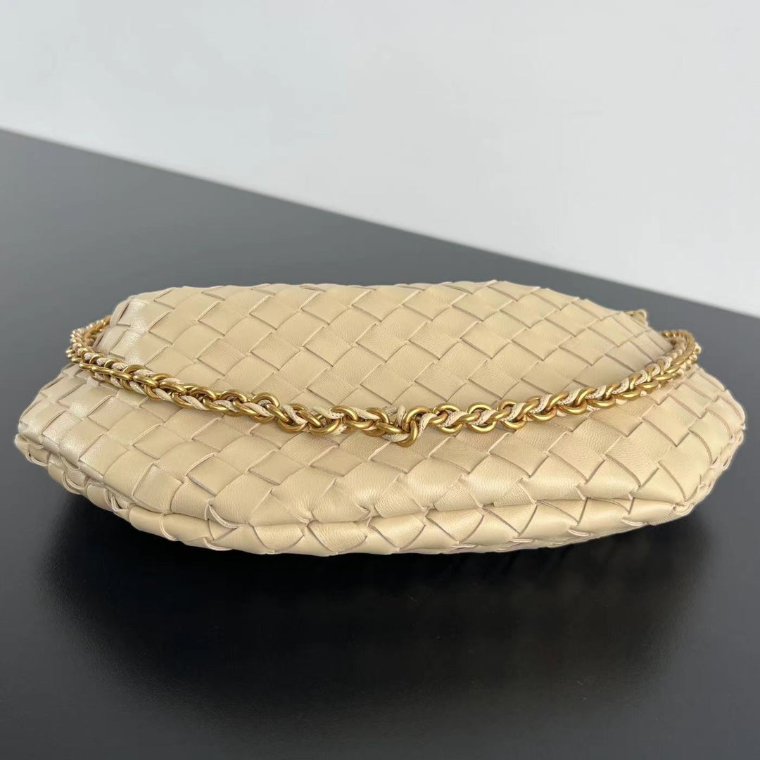 Luxury Bottega Veneta SARDINE 33 WITH CHAIN IN BEIGE LAMBSKIN