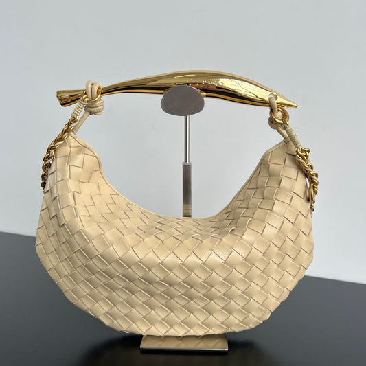 Luxury Bottega Veneta SARDINE 33 WITH CHAIN IN BEIGE LAMBSKIN