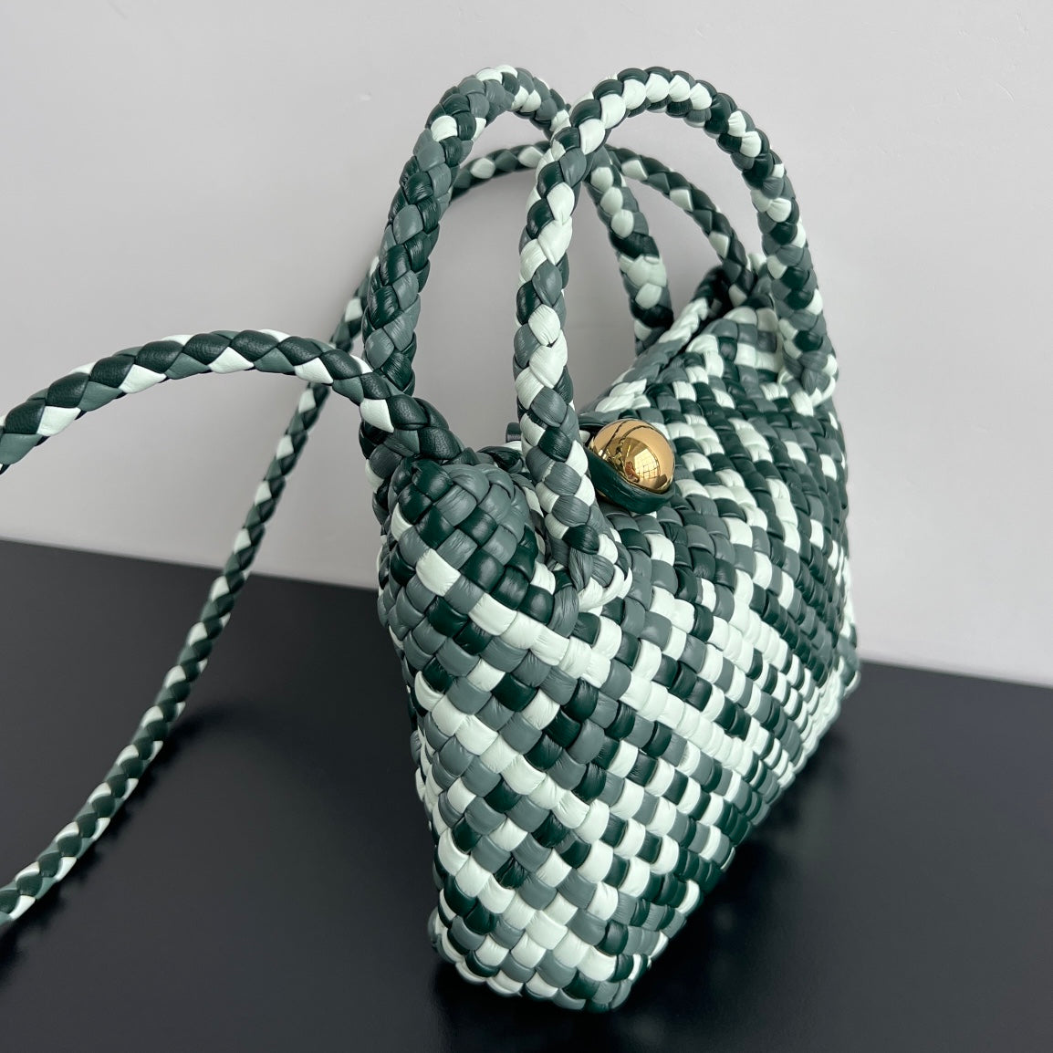 Luxury Bottega Veneta MINI TOSCA 20 IN WHITE MIX GREEN CALFSKIN