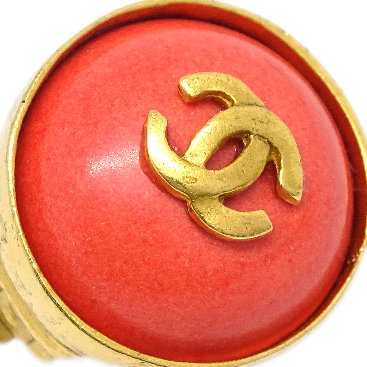 Luxury Chanel Stone Button Earrings Clip-On Pink 97P