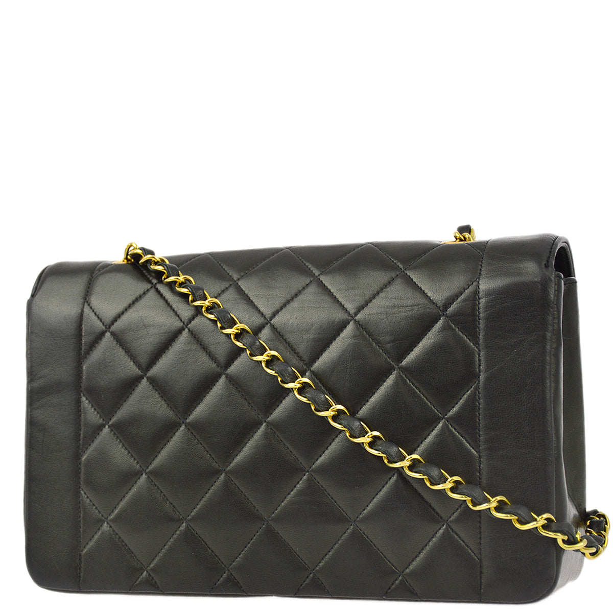 Luxury Chanel 1991-1994 Black Lambskin Medium Diana Shoulder Bag