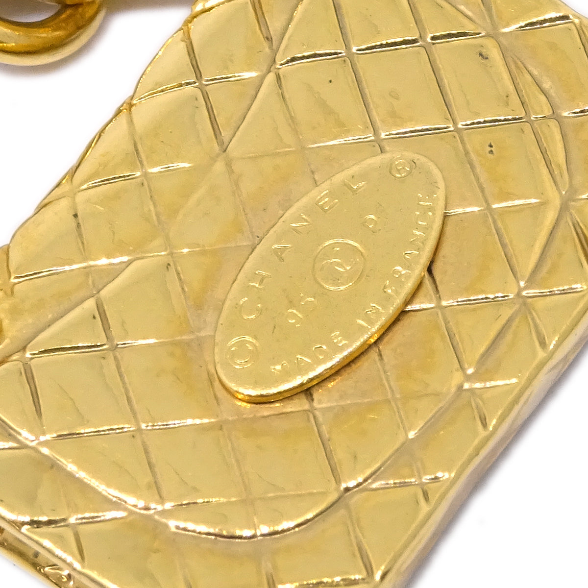 Luxury Chanel Bag Chain Pendant Necklace Gold 95P