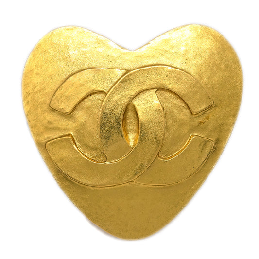 Luxury Chanel Heart Brooch Gold 95P