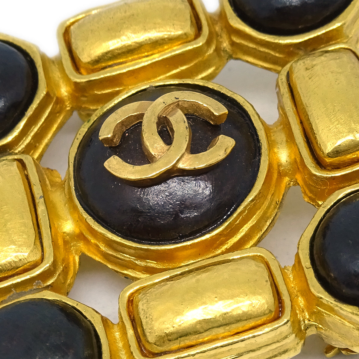 Luxury Chanel Stone Brooch Pin Gold 97A