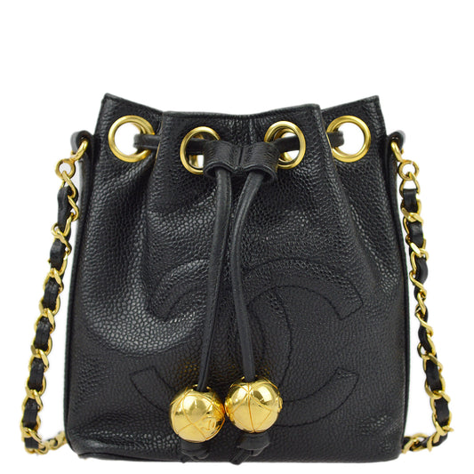 Luxury Chanel Black Caviar Bucket Shoulder Bag
