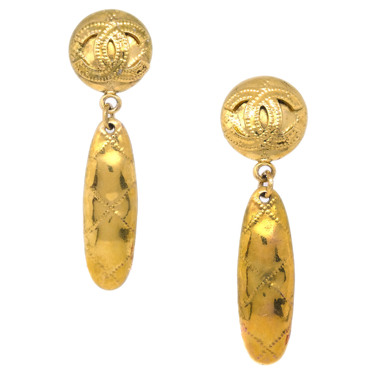 Luxury Chanel Dangle Earrings Clip-On Gold 94P