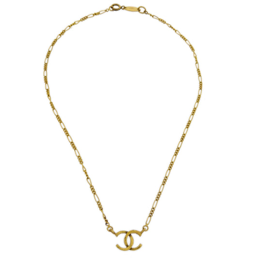 Luxury Chanel CC Chain Pendant Necklace Gold 1982