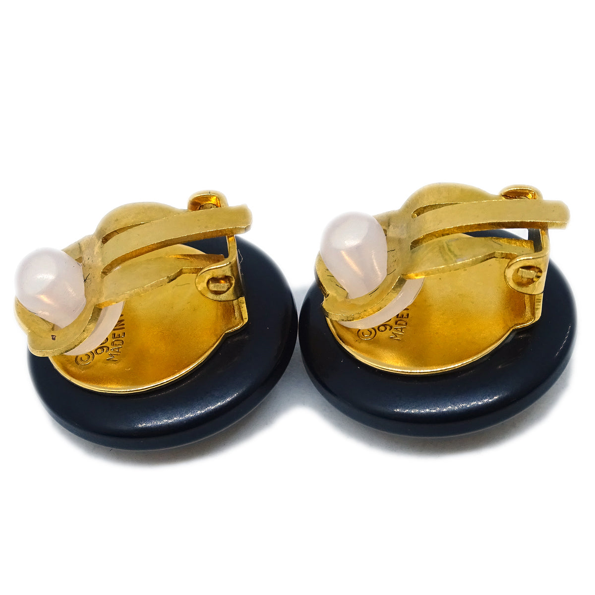 Luxury Chanel Black Button Earrings Clip-On 96A