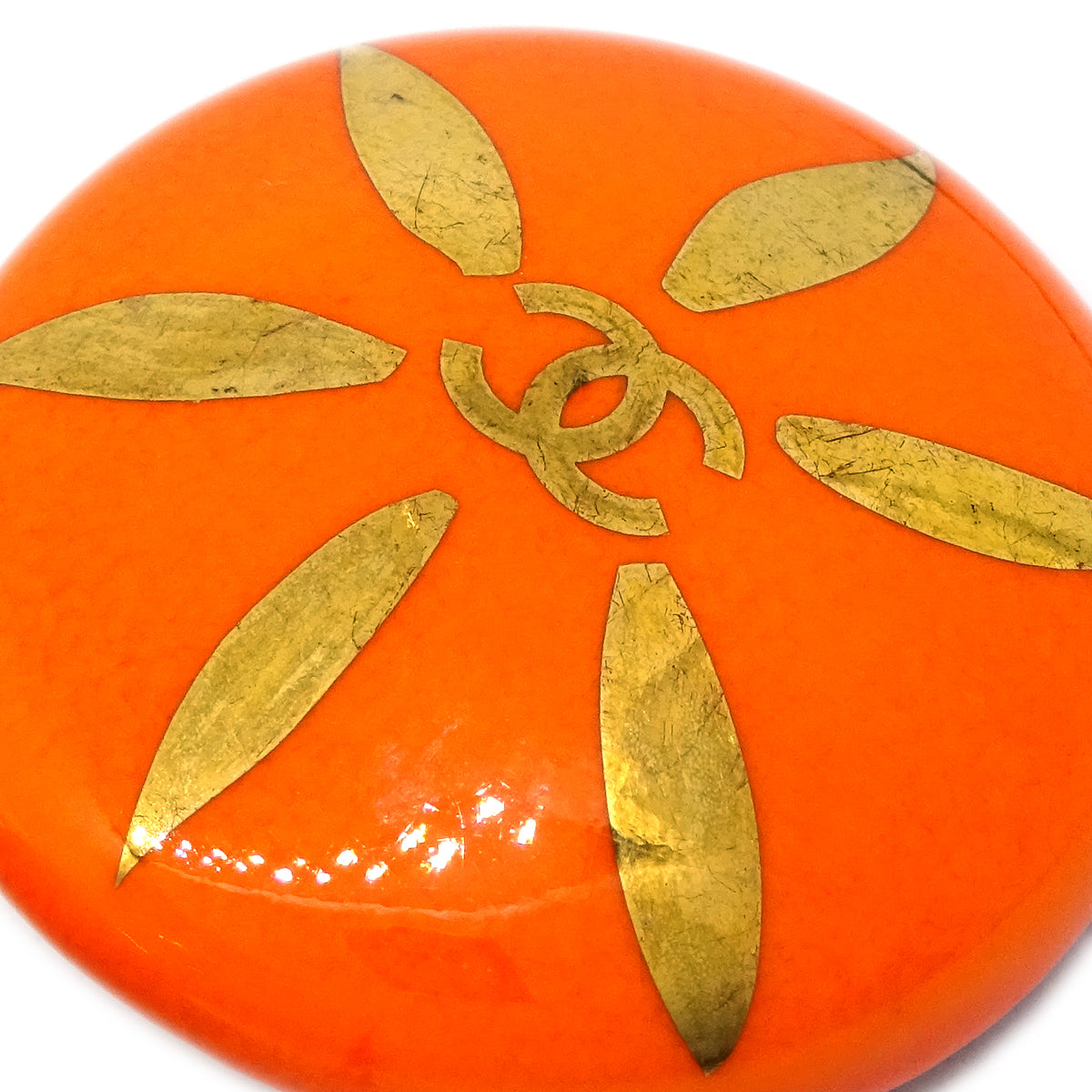 Luxury Chanel Button Earrings Clip-On Orange 97P