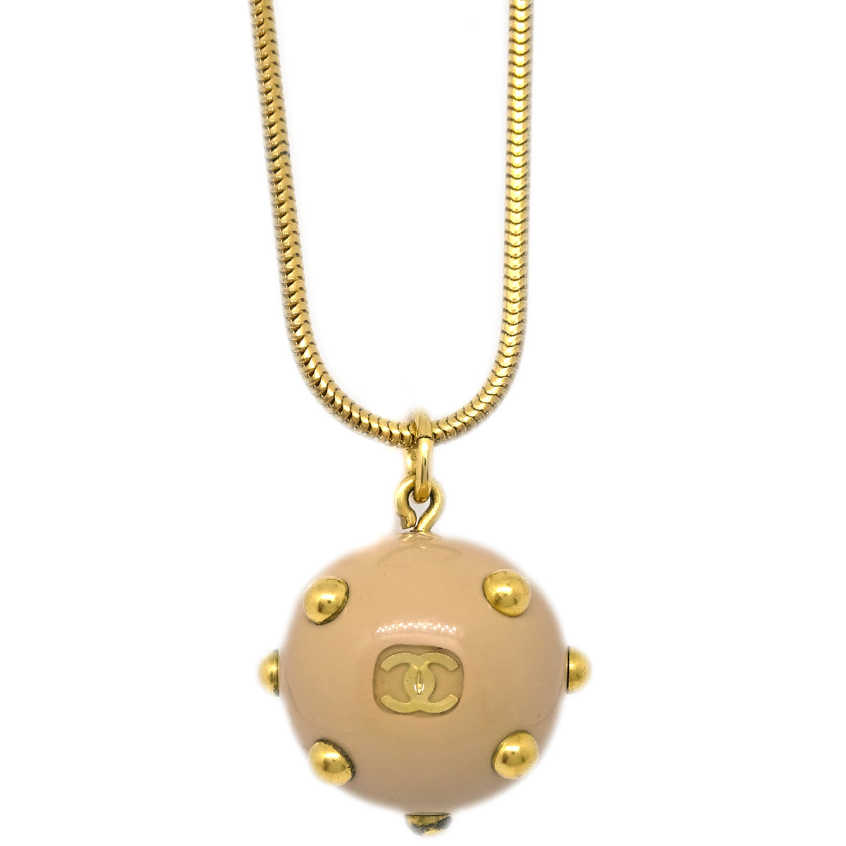 Luxury Chanel Ball Pendant Necklace Gold