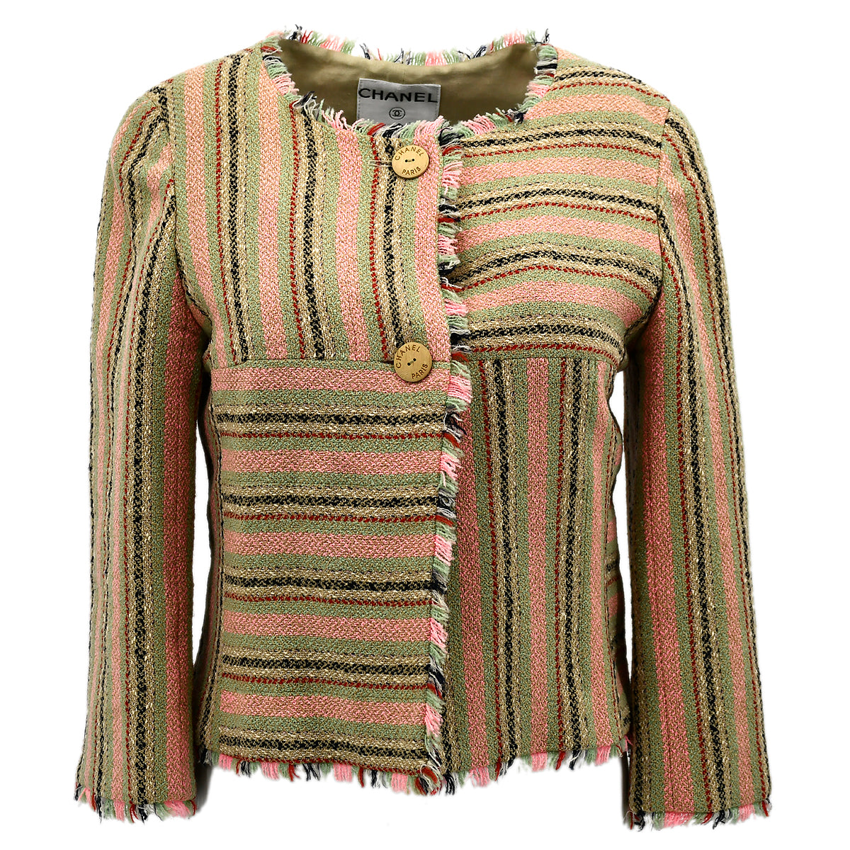 Luxury Chanel Collarless Jacket Beige 00C #34