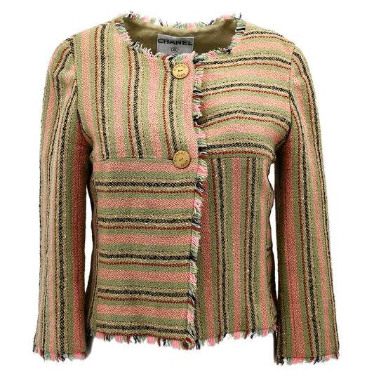 Luxury Chanel Collarless Jacket Beige 00C #34