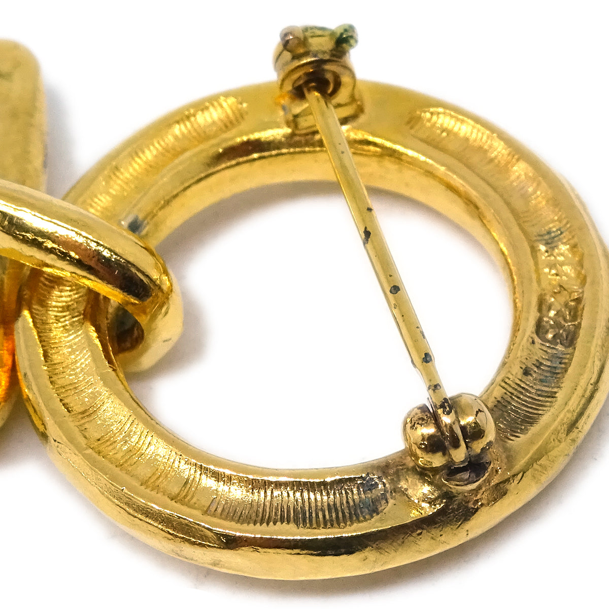 Luxury Chanel Plate Brooch Pin Gold 1133