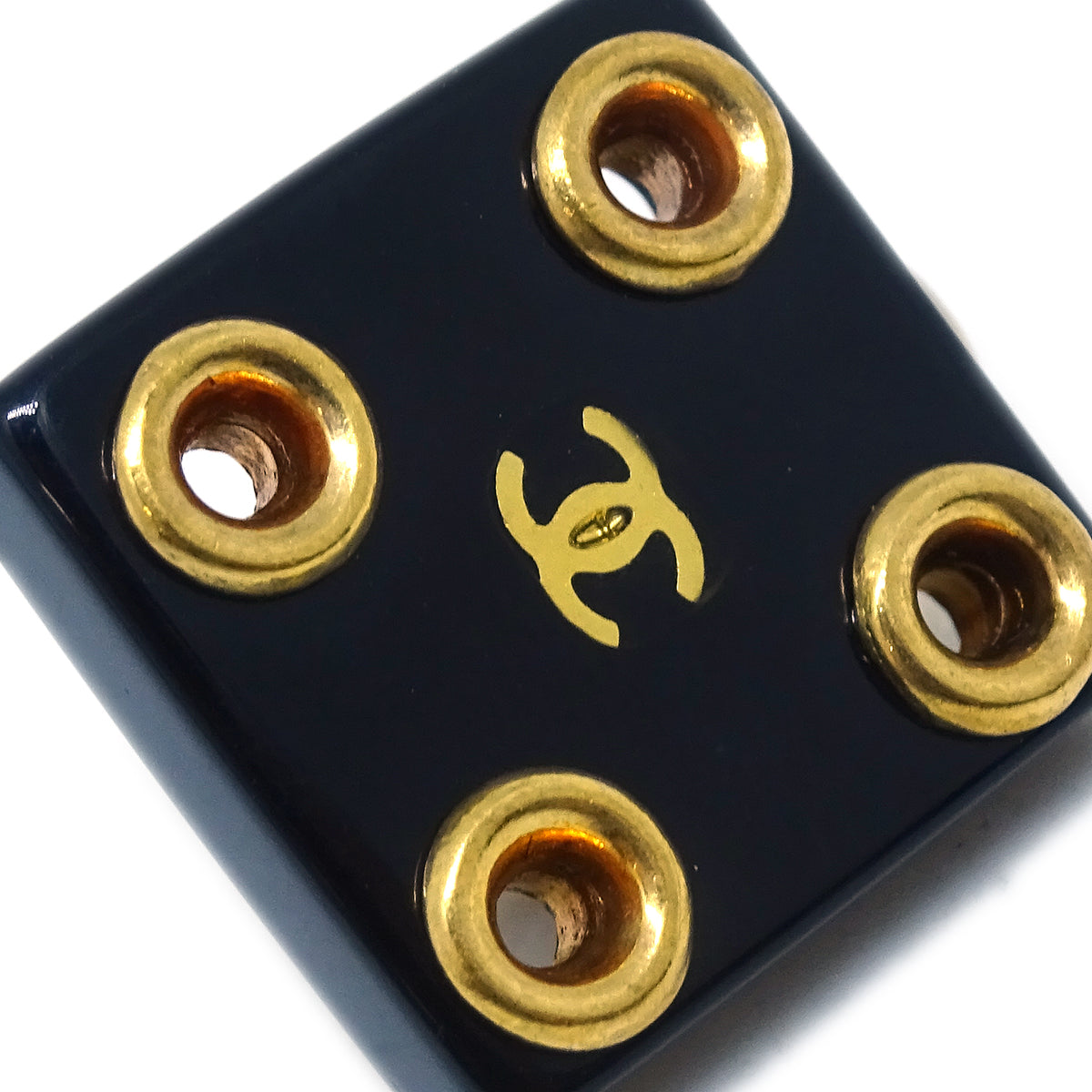 Luxury Chanel Square Earrings Clip-On Black 01P