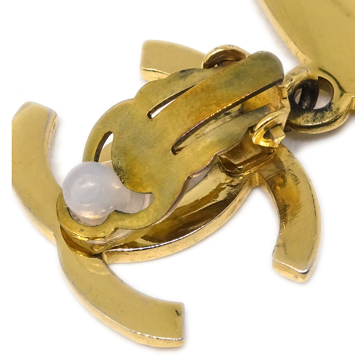 Luxury Chanel Hoop Dangle Earrings Clip-On Gold