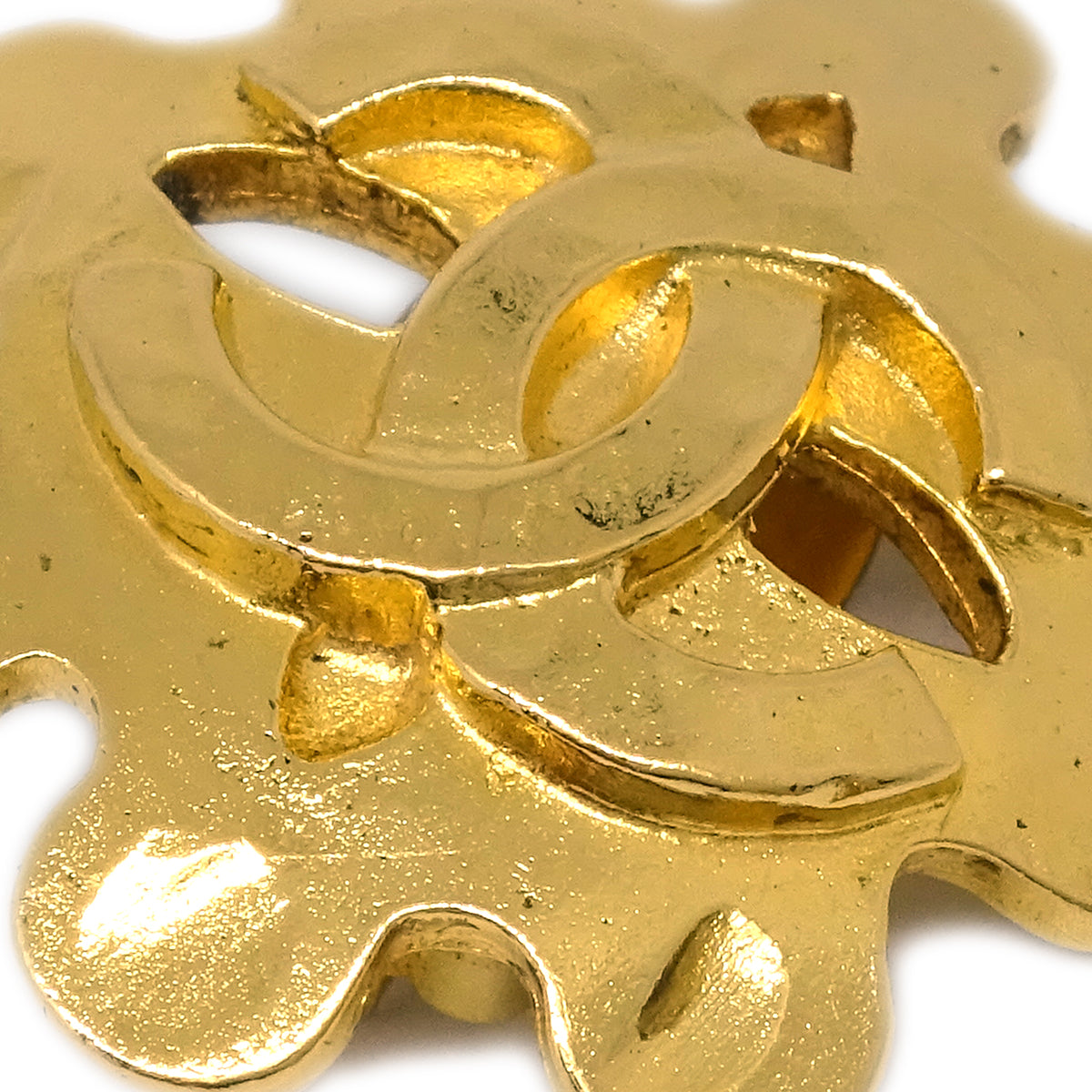 Luxury Chanel Flower Earrings Clip-On Gold 94P