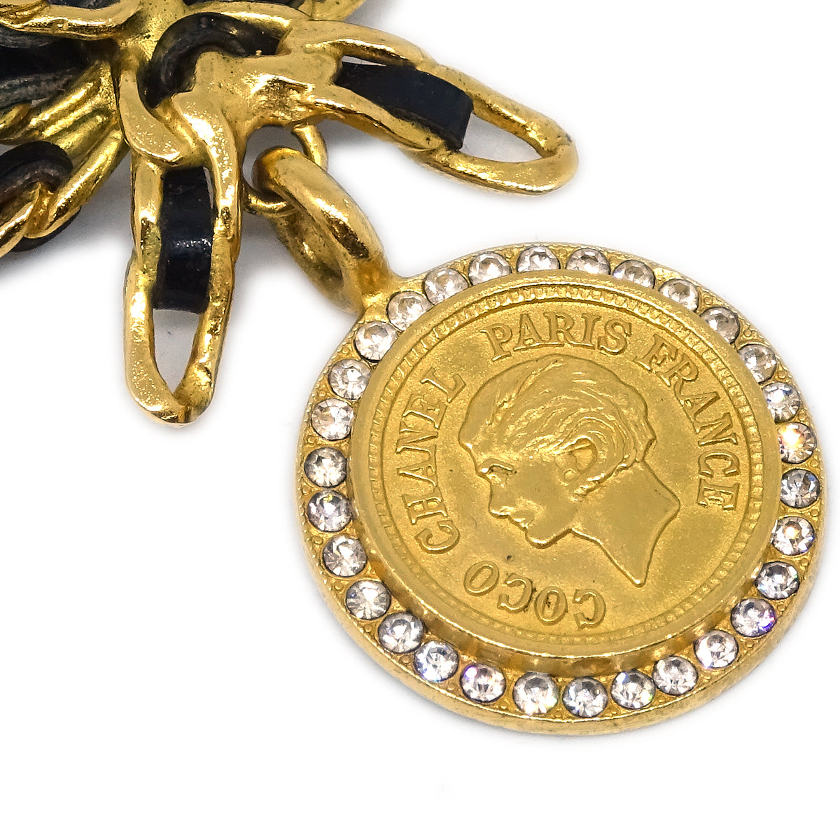 Luxury Chanel 1996 Crystal & Gold Medallion Choker