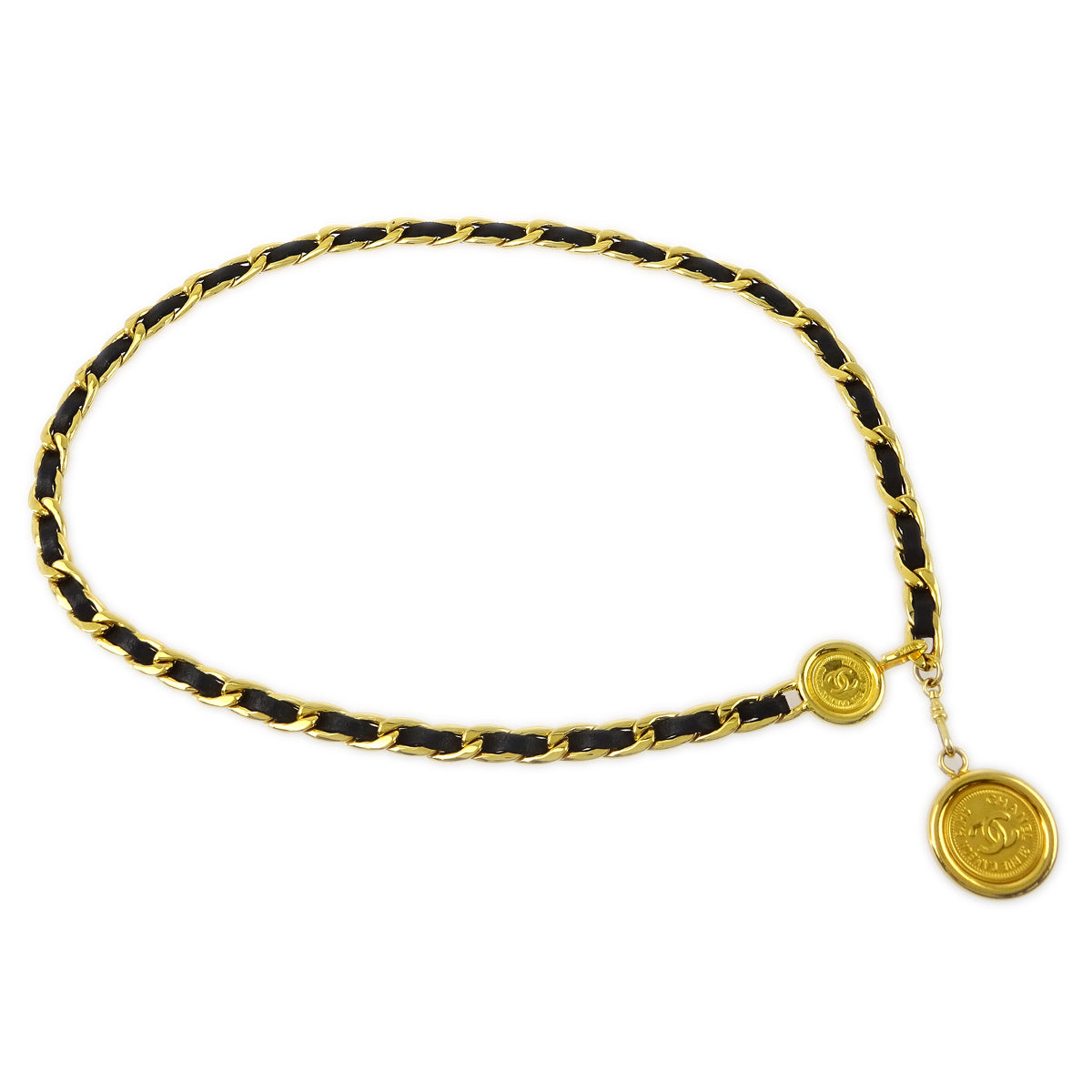 Luxury Chanel Medallion Chain Belt Black 94A Small New