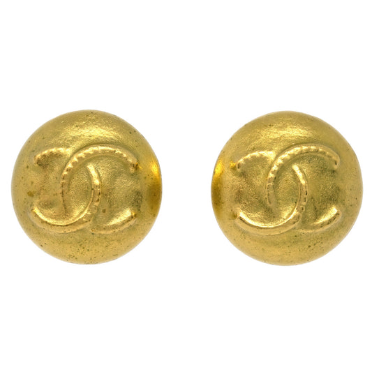 Luxury Chanel Gold Button Earrings Clip-On 95C