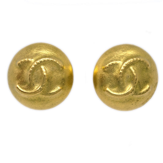 Luxury Chanel Gold Button Earrings Clip-On 95C