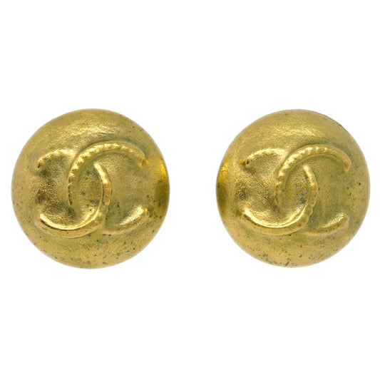 Luxury Chanel Gold Button Earrings Clip-On 95P